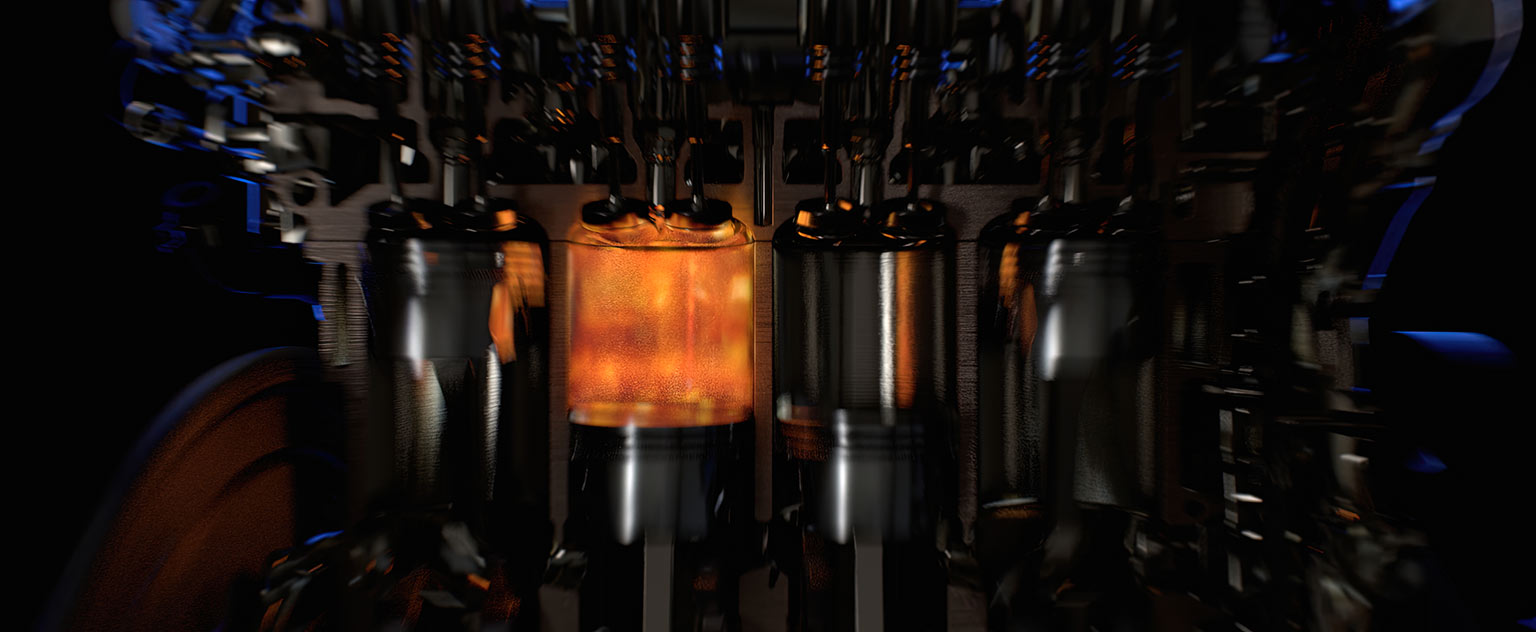 cross cut of a car engine firing