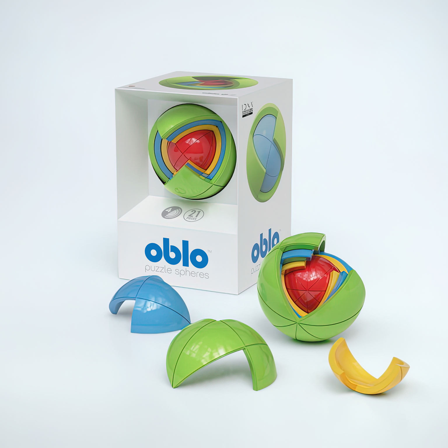 the packaging of the sphere puzzle toy oblo